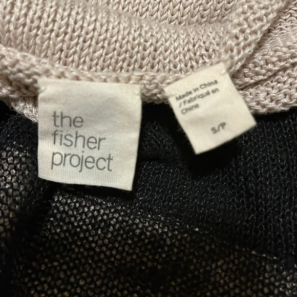 The Fisher Project organic linen tan and black striped sweater - Picture 9 of 10